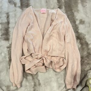 CRUSH. Cashmere Ribbed Knit Wrap Sweater Light Pink Size 2 Light Weight See Pics